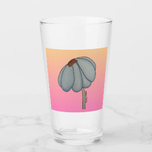 Blaue Blume mit rosa Hintergrund Glas