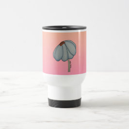 Blaue Blume mit rosa Hintergrund Reisebecher