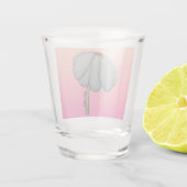 Blaue Blume mit rosa Hintergrund Schnapsglas (Rückseite)