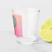 Blaue Blume mit rosa Hintergrund Schnapsglas (Rechts)