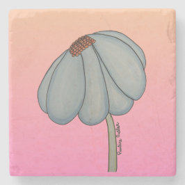 Blaue Blume mit rosa Hintergrund Steinuntersetzer