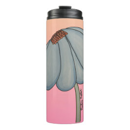 Blaue Blume mit rosa Hintergrund Thermosbecher