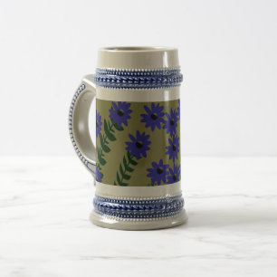 Blaue Blume mit Stalk Display Bierglas