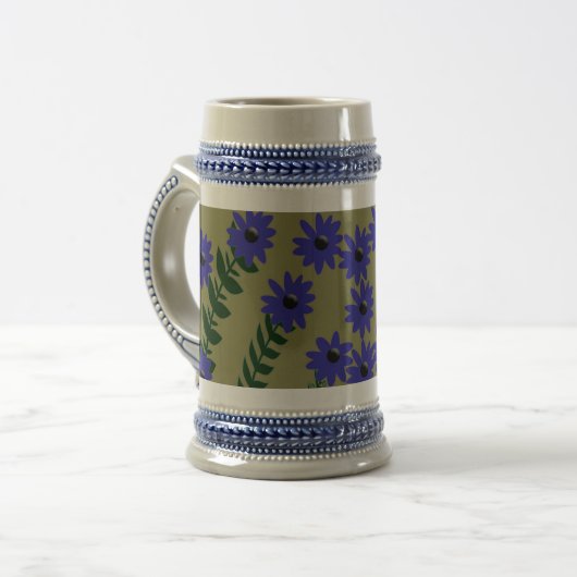 Blaue Blume mit Stalk Display Bierglas (Vorderseite Links)