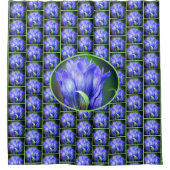 Blaue Blume Muster Duschvorhang (Vorderseite)