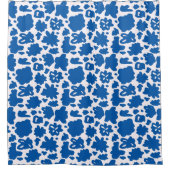 Blaue Blume Muster Große Duschvorhang (Vorderseite)