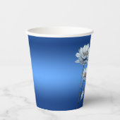 Blaue Blume Papiertasse Pappbecher (Vorderseite)