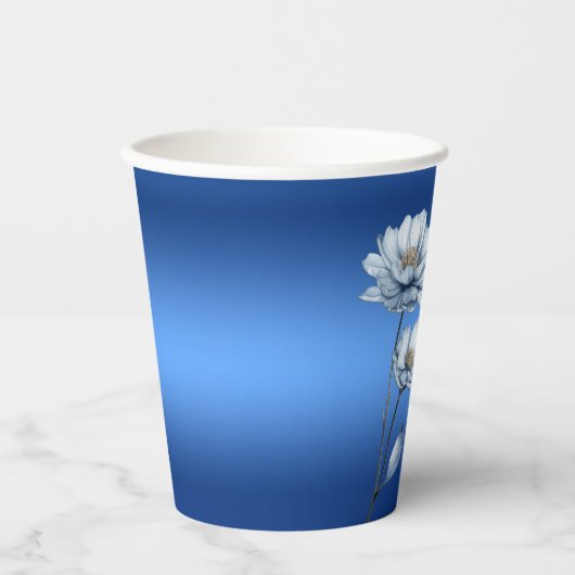 Blaue Blume Papiertasse Pappbecher (Vorderseite)