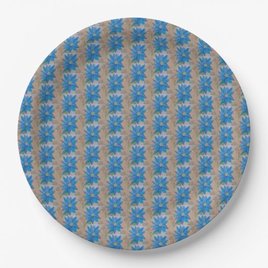 Blaue Blume Pappteller (Vorderseite)