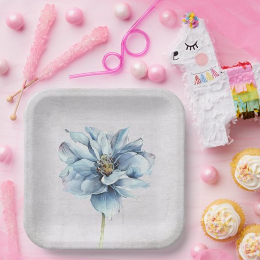Blaue Blume Pappteller (Party)