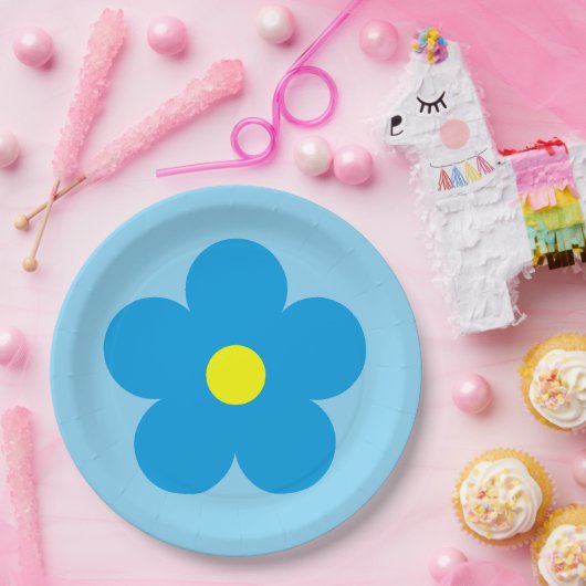 Blaue Blume Pappteller (Party)
