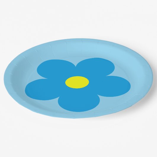 Blaue Blume Pappteller (Schrägansicht)