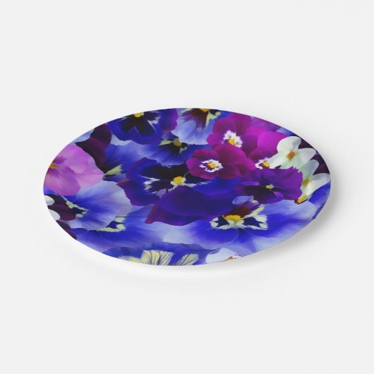 Blaue Blume Pappteller (Schrägansicht)