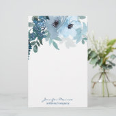 Blaue Blume personalisiert Briefpapier (Stehend Vorderseite)