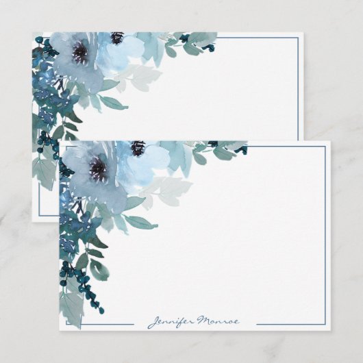 Blaue Blume personalisiert Mitteilungskarte (Vorne/Hinten)