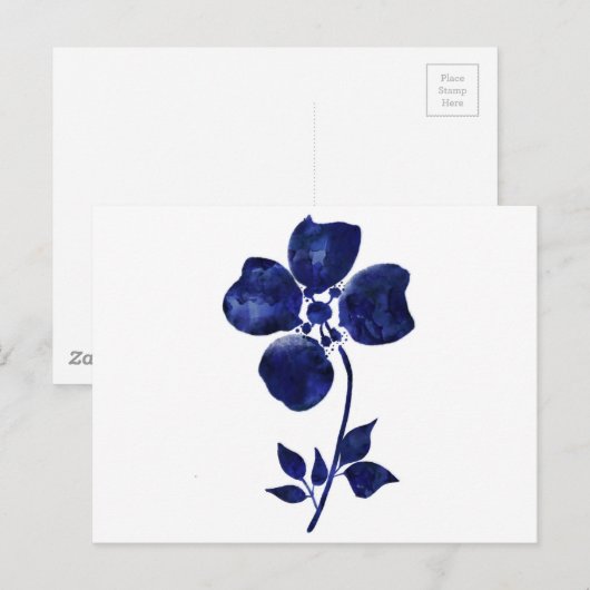 Blaue Blume Postkarte (Vorne/Hinten)