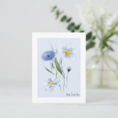 Blaue Blume Postkarte (Stehend Vorderseite)