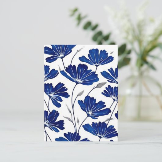 Blaue Blume Postkarte (Stehend Vorderseite)
