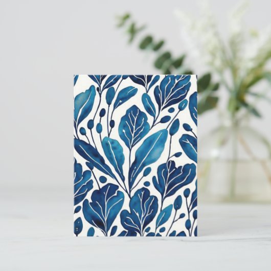 Blaue Blume Postkarte (Stehend Vorderseite)