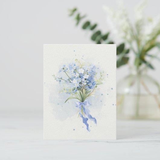 Blaue Blume Postkarte (Stehend Vorderseite)