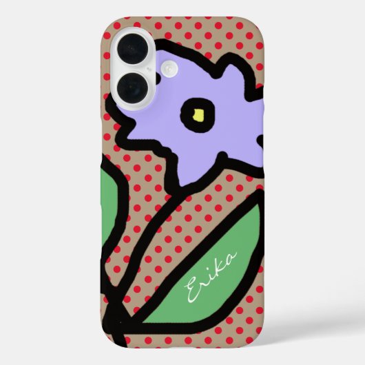 blaue Blume, Punkte und Name Case-Mate iPhone Hülle (Rückseite)