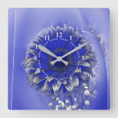 Blaue Blume Quadratische Wanduhr (Vorderseite)