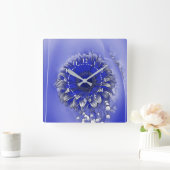 Blaue Blume Quadratische Wanduhr (Zuhause)