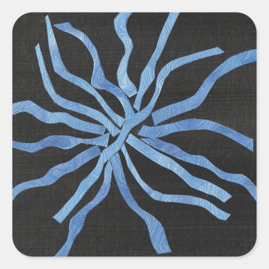 Blaue Blume Quadratischer Aufkleber (Vorderseite)