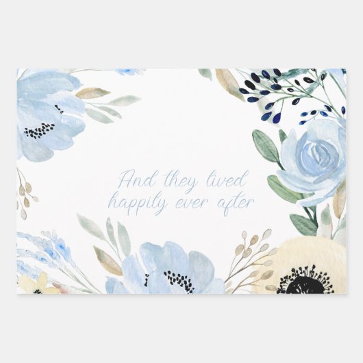 Blaue Blume rahmen Personalisiert Geschenkpapier Set (Vorderseite 2)