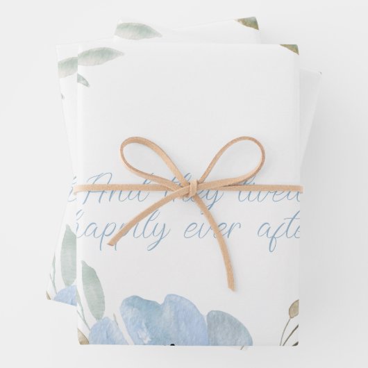 Blaue Blume rahmen Personalisiert Geschenkpapier Set (Beispiel)