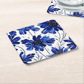 Blaue Blume Rechteckiger Pappuntersetzer (angewinkelt)