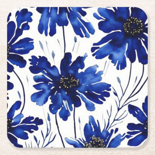 Blaue Blume Rechteckiger Pappuntersetzer (Vorderseite)