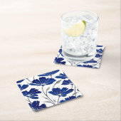 Blaue Blume Rechteckiger Pappuntersetzer (Vor Ort)