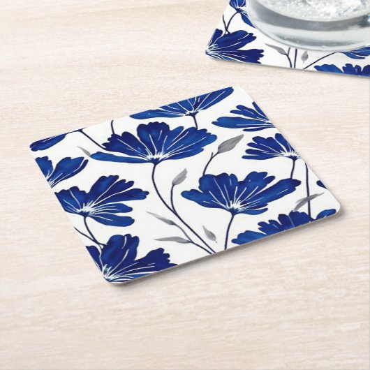 Blaue Blume Rechteckiger Pappuntersetzer (angewinkelt)