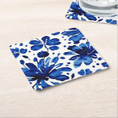 Blaue Blume Rechteckiger Pappuntersetzer (angewinkelt)