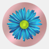 Blaue Blume Runder Aufkleber (Vorderseite)