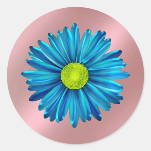 Blaue Blume Runder Aufkleber (Vorderseite)