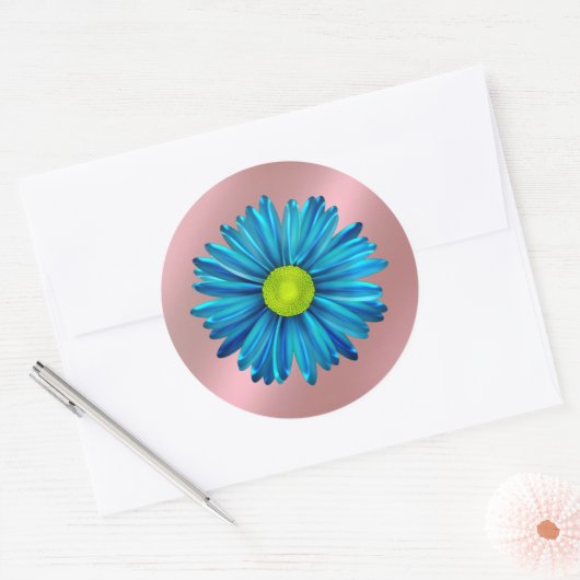 Blaue Blume Runder Aufkleber (Umschlag)