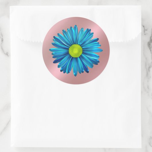Blaue Blume Runder Aufkleber (Tasche)