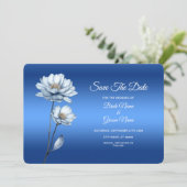 Blaue Blume Save the Date (Stehend Vorderseite)