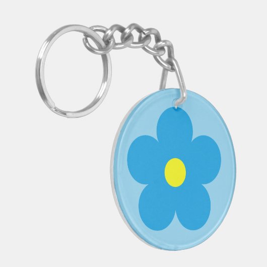 Blaue Blume Schlüsselanhänger (Vorderseite links)