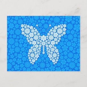 Blaue Blume Schmetterling Postkarte