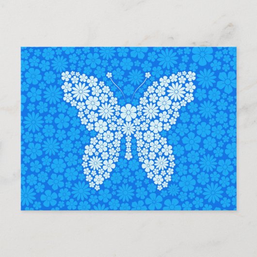 Blaue Blume Schmetterling Postkarte (Vorderseite)