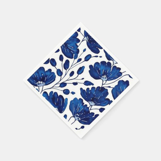 Blaue Blume Serviette (Ecke)