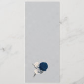 Blaue Blume, silberne Blätter Hochzeit Menükarte (Rückseite)