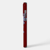 Blaue Blume Sketch auf benutzerdefiniertem Hinterg iPhone Hülle (Linke Seite)