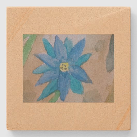 Blaue Blume Steinuntersetzer (Vorderseite)