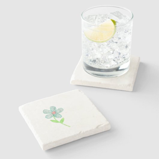 Blaue Blume Steinuntersetzer (Seitenansicht)