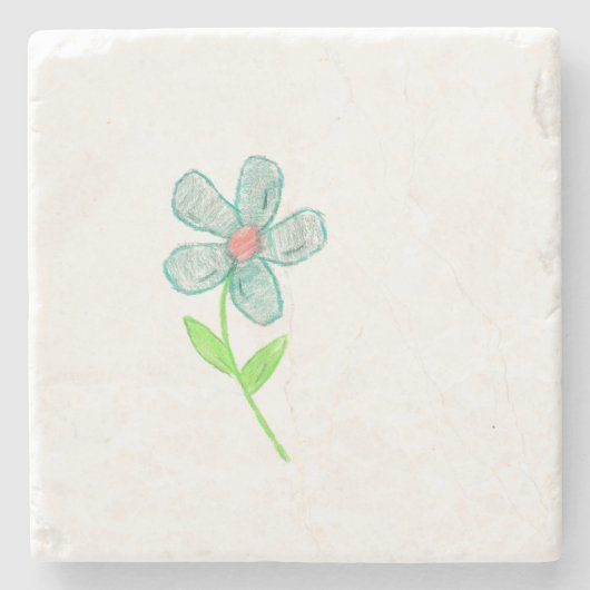 Blaue Blume Steinuntersetzer (Vorderseite)