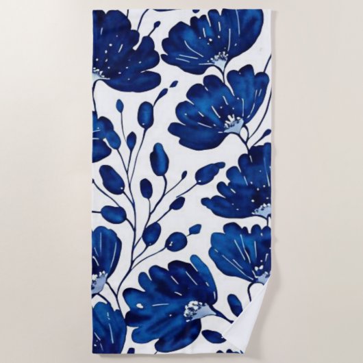 Blaue Blume Strandtuch (Vorderseite)